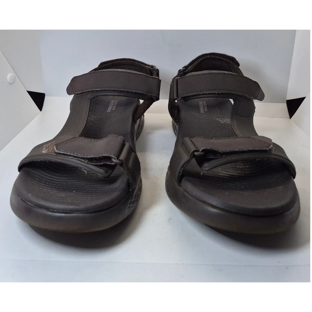Skechers GoWalk Sandals 10 Brown Adjustable Strap Walking Hiking Comfort Shoes